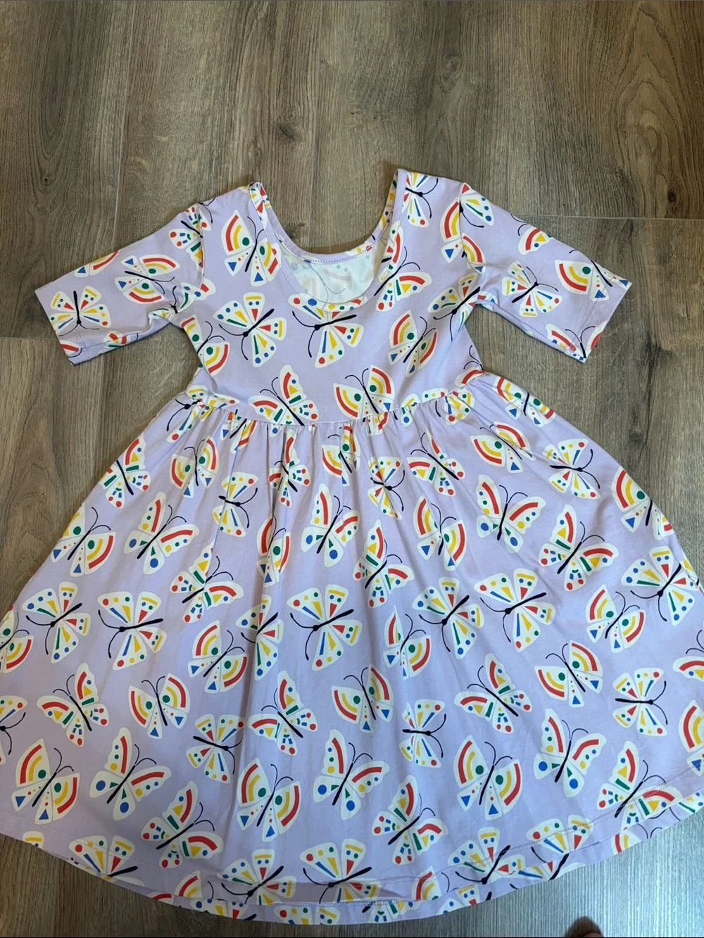 Hanna Andersson Lavender Dress with Rainbow Butterfly Print